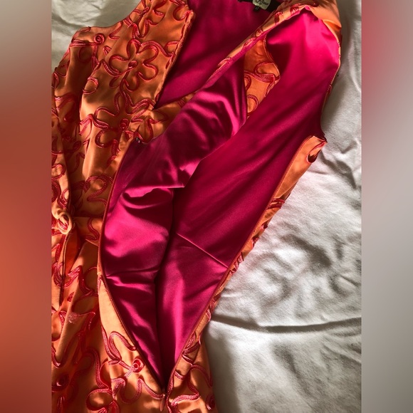 Eva Franco Orange and Fuchsia dress size 12 fit and flare style - Picture 10 of 14